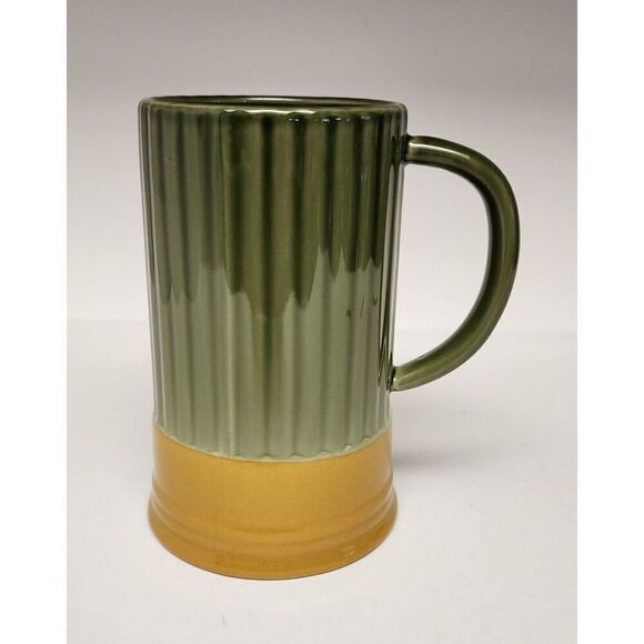 Ceramic Beer Mug Multicolor Green/Yellow - Picture 1 of 7